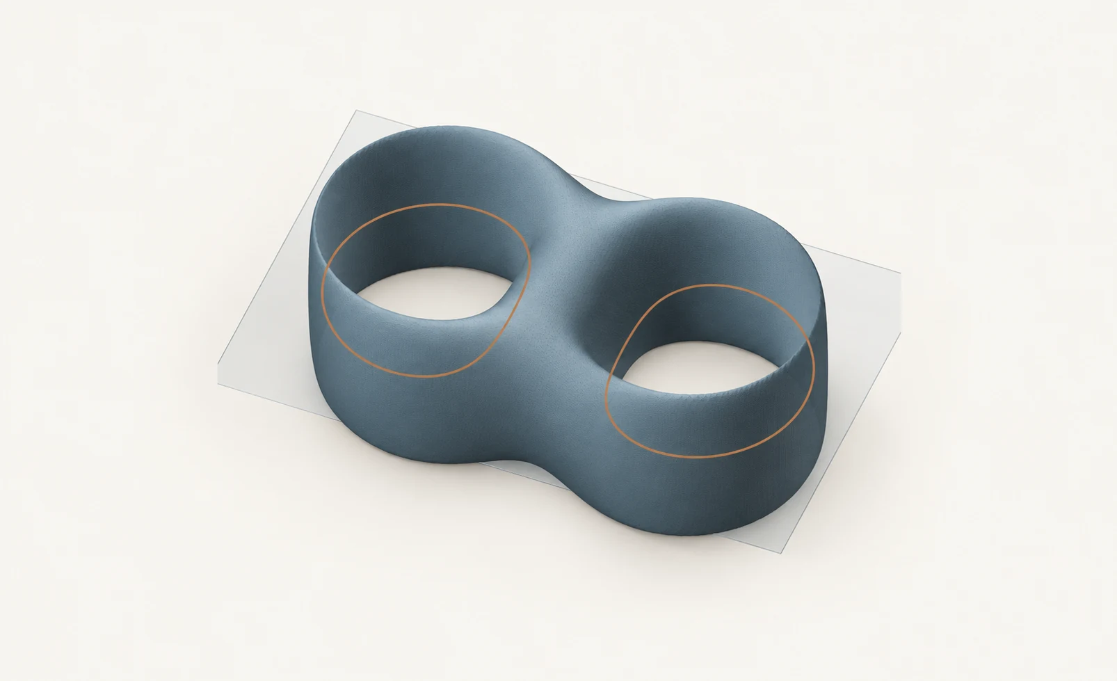 Sculptural genus-two surface with two highlighted closed cycles